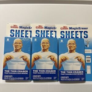 3X-Mr. Clean Magic Eraser Power Wipes Thin Dry Sheets 8 Count (24 Sheets Total)